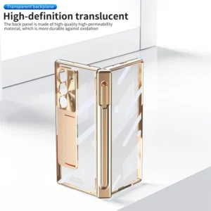 For Samsung Galaxy Z Fold 3 4 5 Case Electroplated Hinge Transparent 360 Full Protective Film Bracket Cover For Galaxy Z Fold6