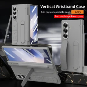 Luxur Wristband Holder Hinge Pen Slot Phone Case For Samsung Galaxy Z Fold 7 6 5 4 3 With Screen Protect Film Shockproof Cover