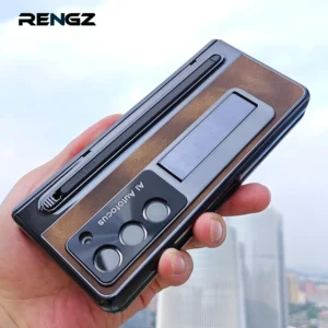 Leather Bracket Pen Slot With Stylus Fold6 Fold7 Case For Samsung Galaxy Z Fold 7 6 5 4 Glass Screen Film Hinge Protection Cover