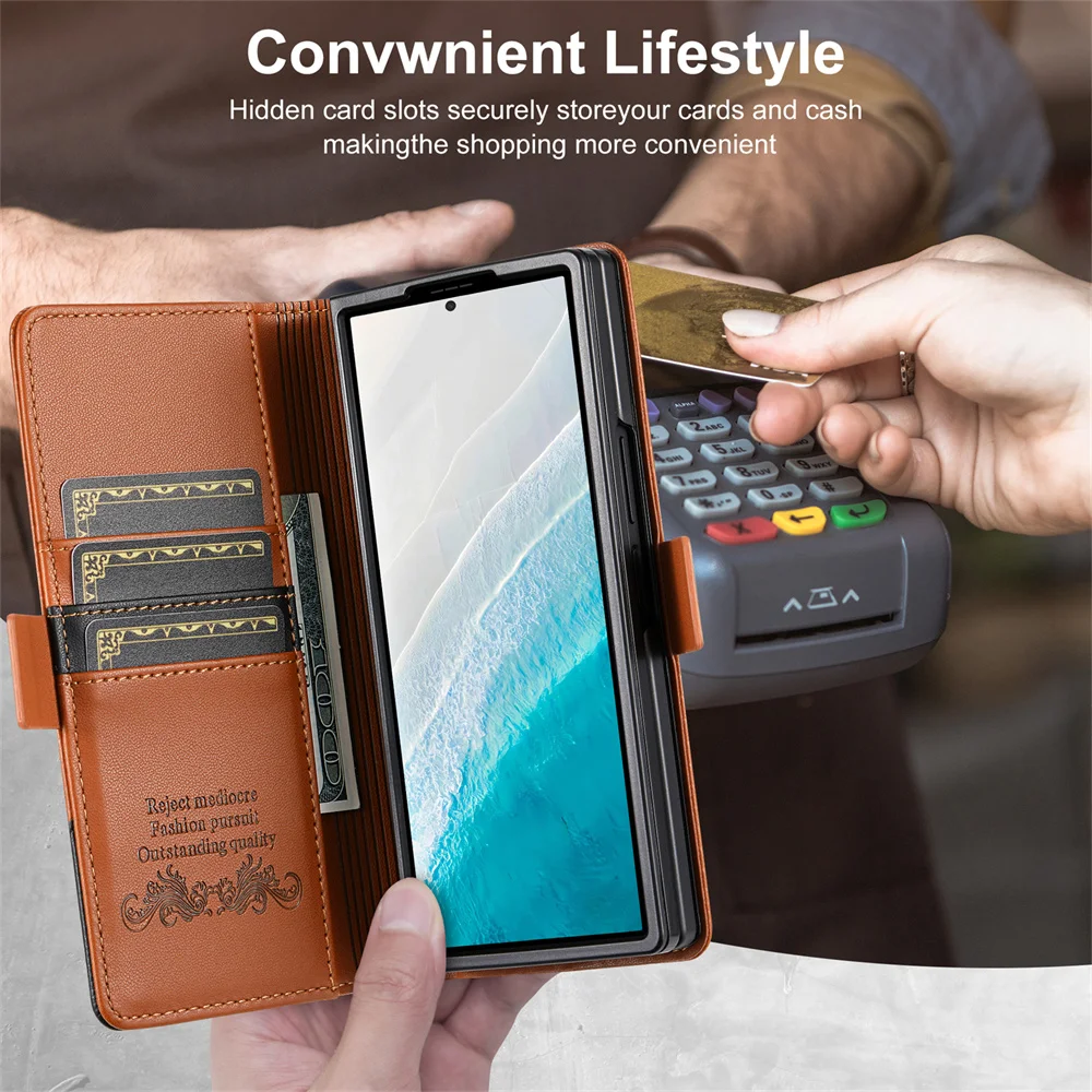 | Wholesale Price at Gaffar India Luxury Leather RFID Wallet Cards Solt Phone Case for Samsung Galaxy Z Fold 7 6 5 4 3 Fold6 Fold7 Flip Magnetic Protective Cover - Image 5