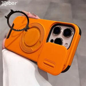 Luxury Slide Camera Lens Protection Magnetic Ring Holder Case For iPhone 17 Air 11 12 13 14 15 16 Pro Max Plus Shockproof Cover