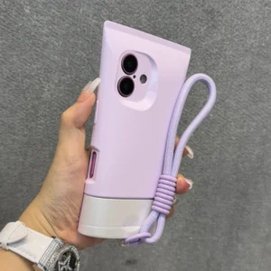 ins Lanyard BB Wash Face Cream Glossy Silicone Phone Case For iPhone 16 15 14 13 12 Pro Max 3D Full Bumper Protective Back Cover