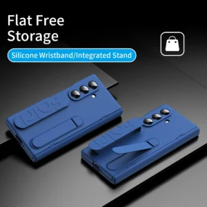For Samsung Galaxy Z Fold 7 6 5 4 3 Original Phone Case Hinge Protective Cover With Stand Glass Film Z Fold6 Silicone Grip Case