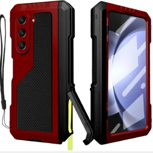 with S Pen Holder Case For Samsung Z Fold 7 6 5 4 Metal Cover Tough Heavy Duty Full-Body Shockproof Shell Screen Protector Stand