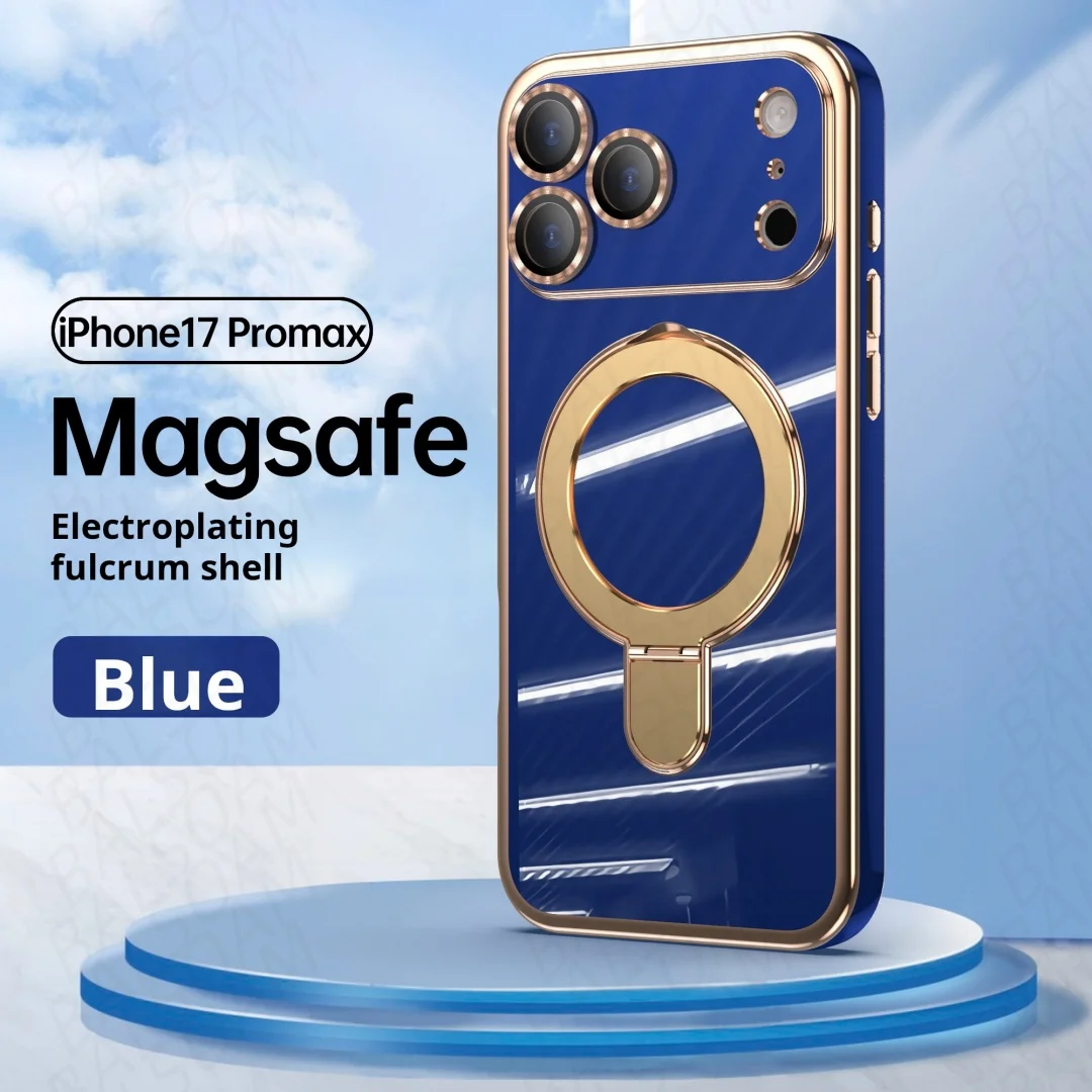 Luxury For Magsafe Magnetic Rotating Metal Stand For iPhone 17 Air 16 E 15 Plus 14 13 12 Pro Max Glass Lens Protecto Phone Case