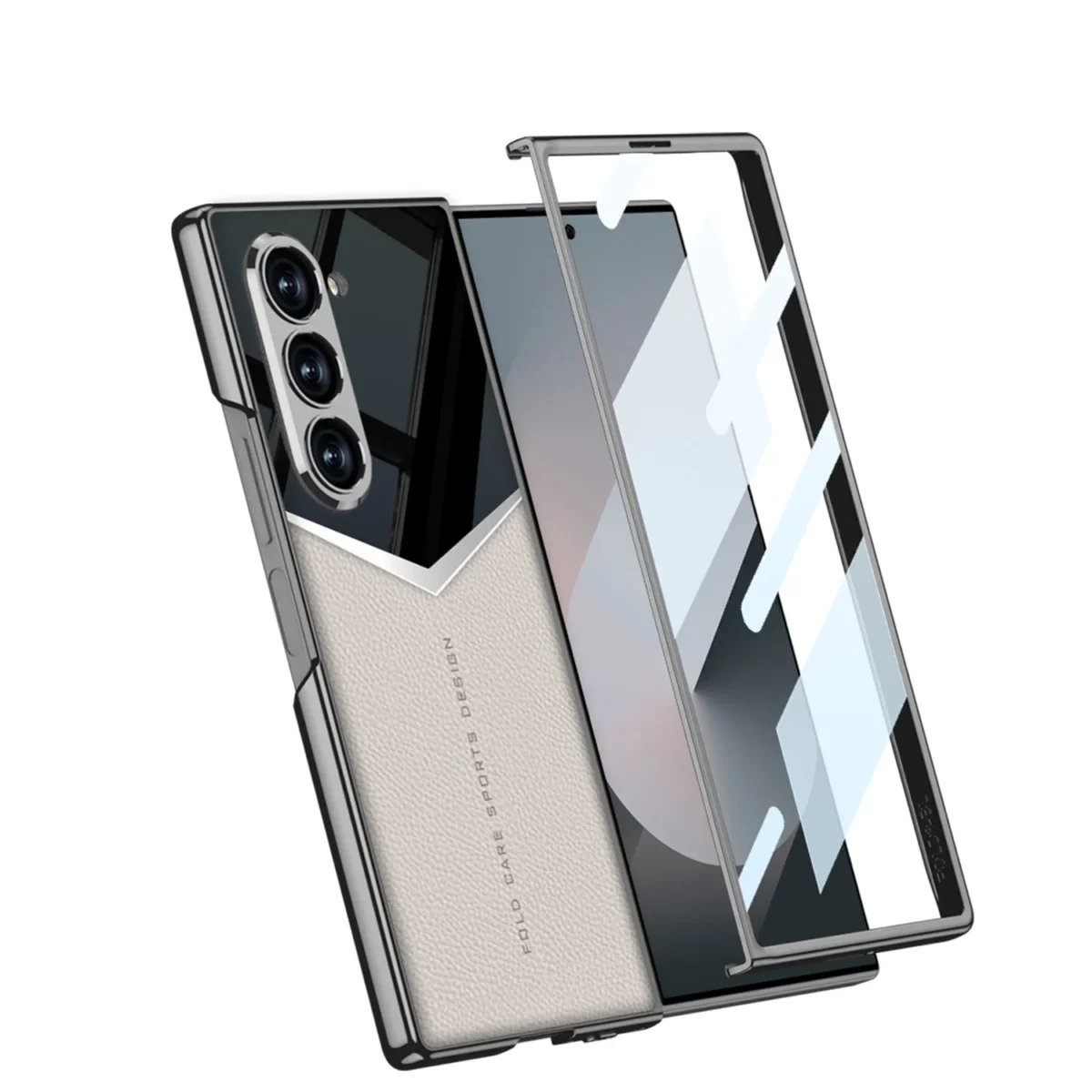 GKK Luxury Plating Leather Case For Samsung Galaxy Z Fold 6 Outer Screen Glass Plastic Frame Cover For Galaxy Z Fold 5 4 3 Case - Image 4