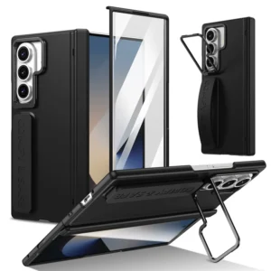 For Samsung Galaxy Z Fold 6 5 4 3 7 Phone Case Hinge Wristband Wrist Strap Front Screen Glass Protection lens Holder Phone Cover