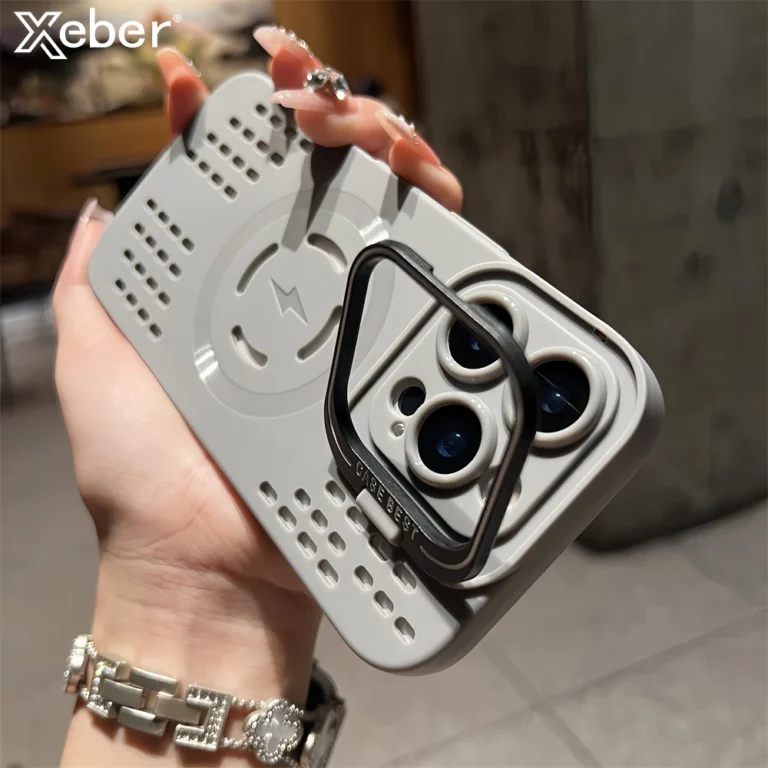 Flip Lens Stand For Magsafe Heat Dissipation Phone Case For iPhone 15 16 Pro Max 16e 14 Plus 13 12 11 Wireless Charging Cover