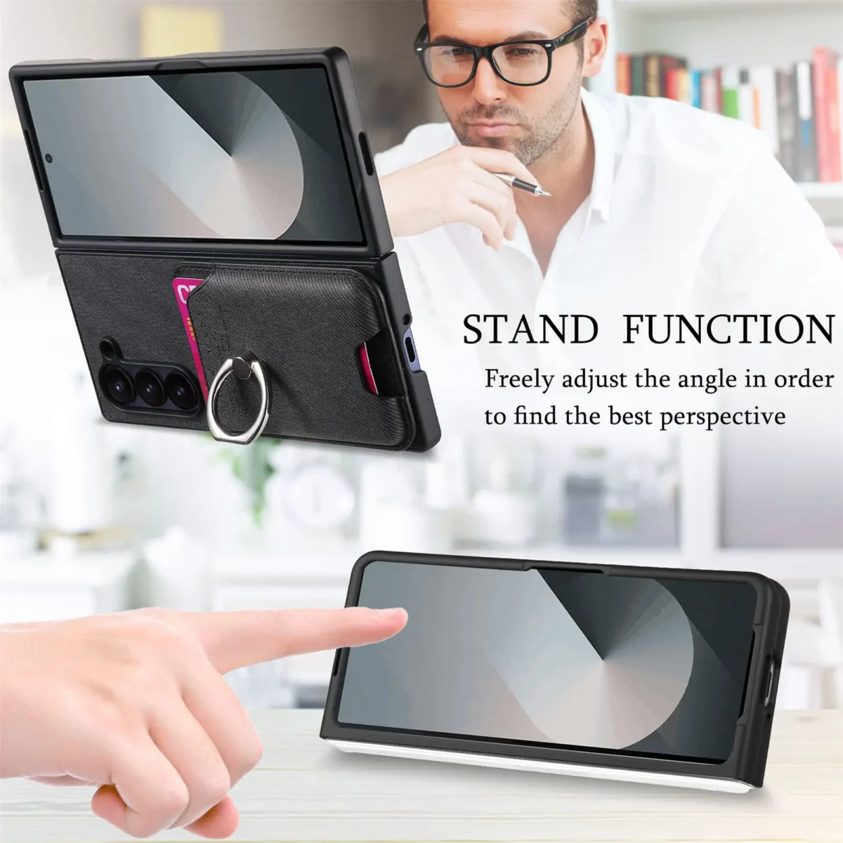 Detachable Magnetic Leather Wallet with Card Holder Bracket Phone Cover Case for Samsung Galaxy Z Fold7 Fold6 Fold5 Fold4 Fold3 - Image 4