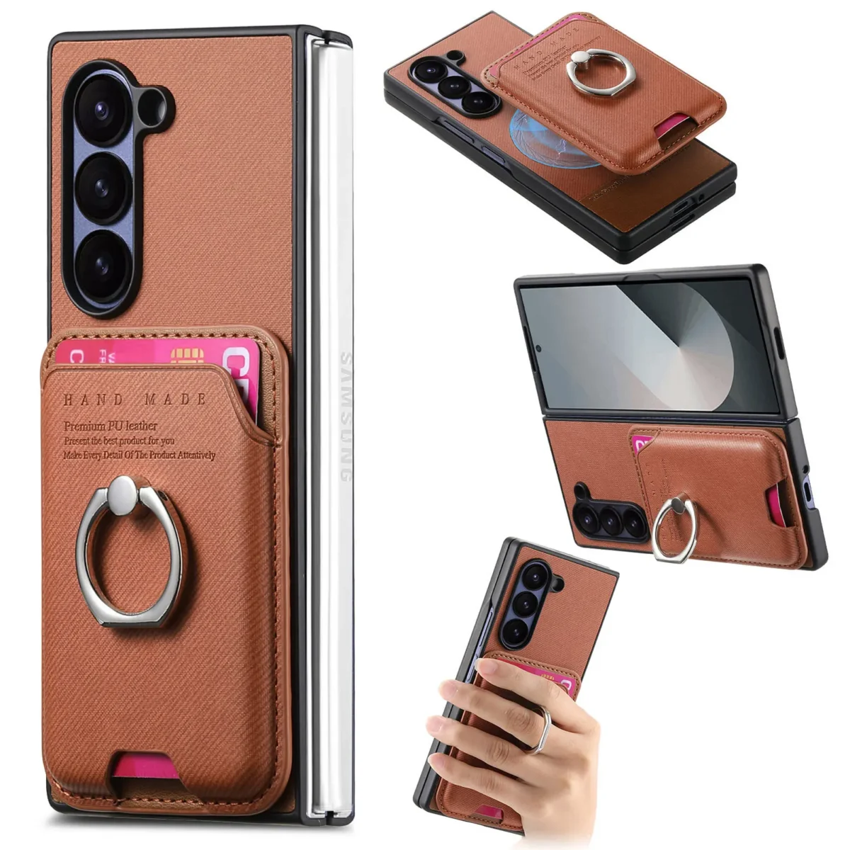 Detachable Magnetic Leather Wallet with Card Holder Bracket Phone Cover Case for Samsung Galaxy Z Fold7 Fold6 Fold5 Fold4 Fold3 - Image 12