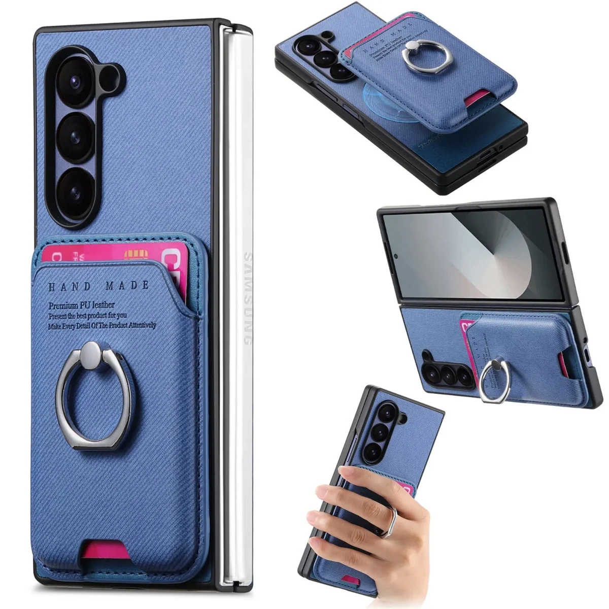 Detachable Magnetic Leather Wallet with Card Holder Bracket Phone Cover Case for Samsung Galaxy Z Fold7 Fold6 Fold5 Fold4 Fold3 - Image 11