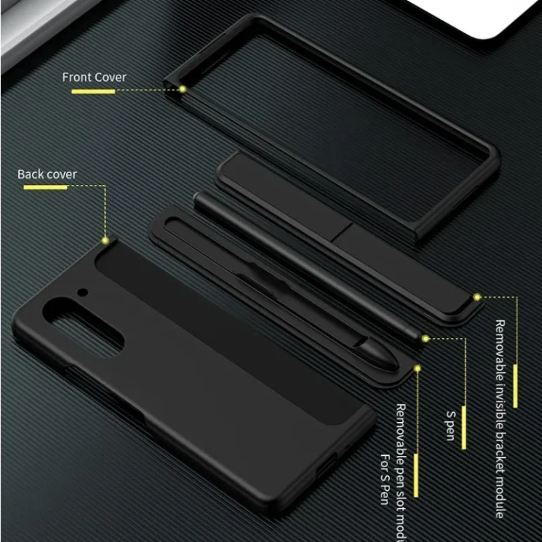 | Wholesale Price at Gaffar India 2 in 1 Invisible Bracket Stand Holder Phone Case For Samsung Galaxy Z Fold 7 Fold6 5 4 3 Shockproof Full Protective Cover+Pen