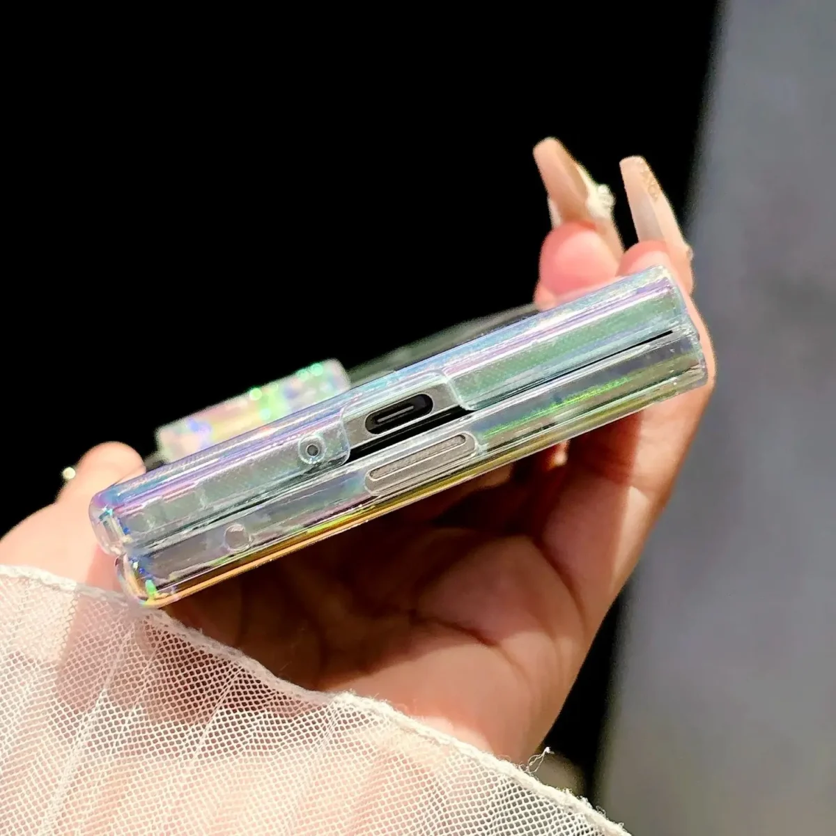 Laser Aurora Rainbow Gradient For Magsafe Magnetic Case For Samsung Galaxy Z Flip7 Fold7 Flip Fold 7 6 5 4 3 Transparent Cover - Image 2