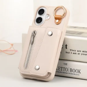 Zipper Wallet Stand Phone Case for IPhone 17 Air 16E 16 15 14 Plus 13 12 11 Pro Max Leather Card Holder Shockproof Back Cover