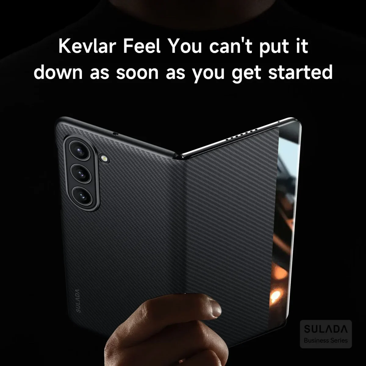 Sulada Luxury Carbon Fiber Pattern Leather Magsafe Case for Samsung Galaxy Z Fold 7 6 5 4 W24 23 Card Slot Armor Flip Cover - Image 2