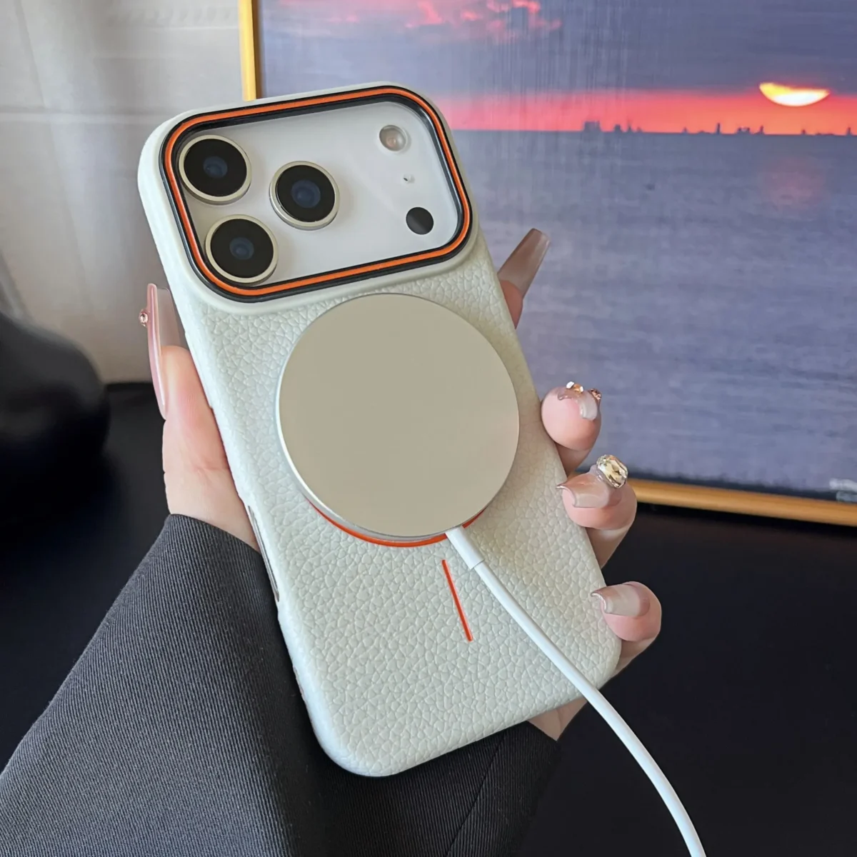 Frosted Hit Color Lichee Pattern Magnetic Phone Case For iPhone 17 Air 16 15 14 13 12 11 Pro Max Plus For Magsafe TPU Soft Cover - Image 5
