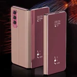 6 Colors Mirror Clear View Stand Flip Case For Samsung Galaxy Z Fold 2 3 4 5 6 7 Full Cover Folding Plathing Phone Cover