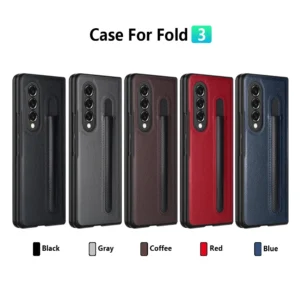 Fashion Lychee Pen Slot Case For Samsung Galaxy Z Fold 7 6 5 4 3 PU+PC Leather Pattern Cover Anti-knock luxury Cases for Fold7