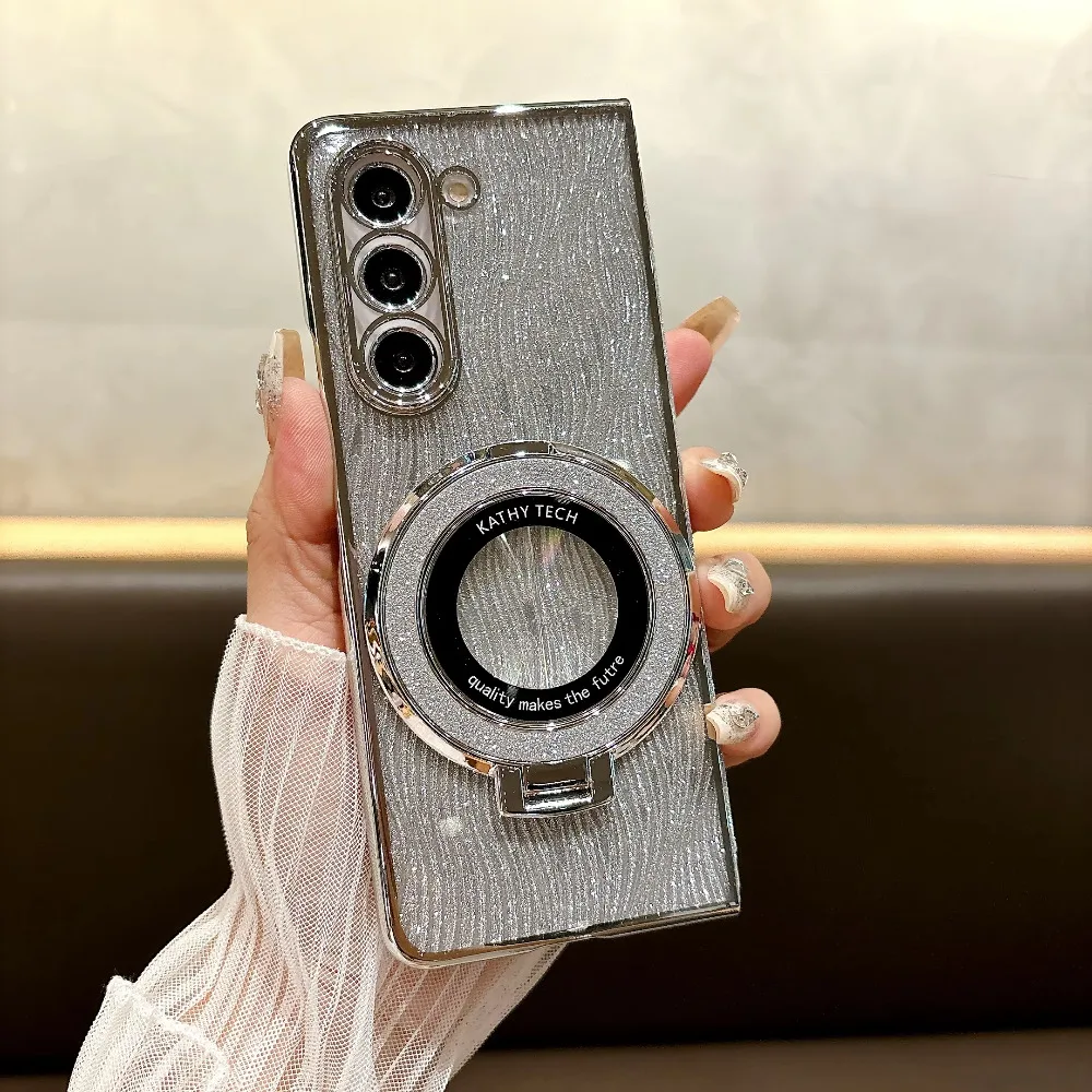 | Wholesale Price at Gaffar India Electroplate Magnetic Ring Bracket Phone Case for Samsung Galaxy Z Fold 7 6 5 4 3 Fold6 Fold5 Fold4 Fold3 5G Shockproof Cover - Image 2