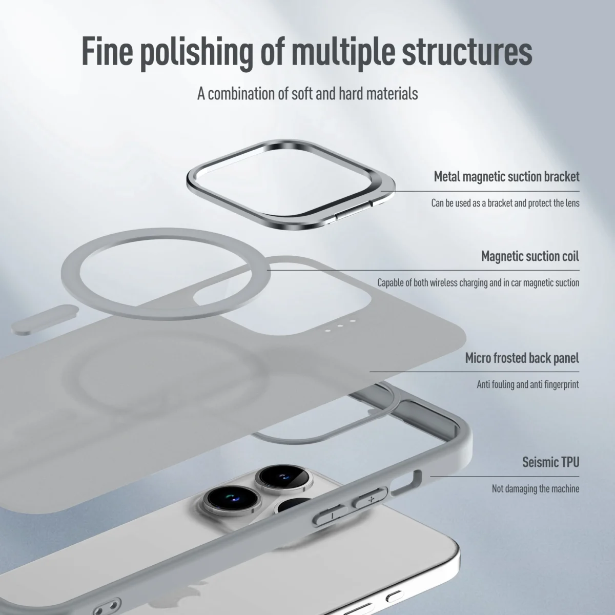 Metal Lens Stand Magnetic For Magsafe Case For iPhone 17 Air 16 15 14 13 12 Mini 11 Pro Max Plus Matte Wireless Charge Cover - Image 2