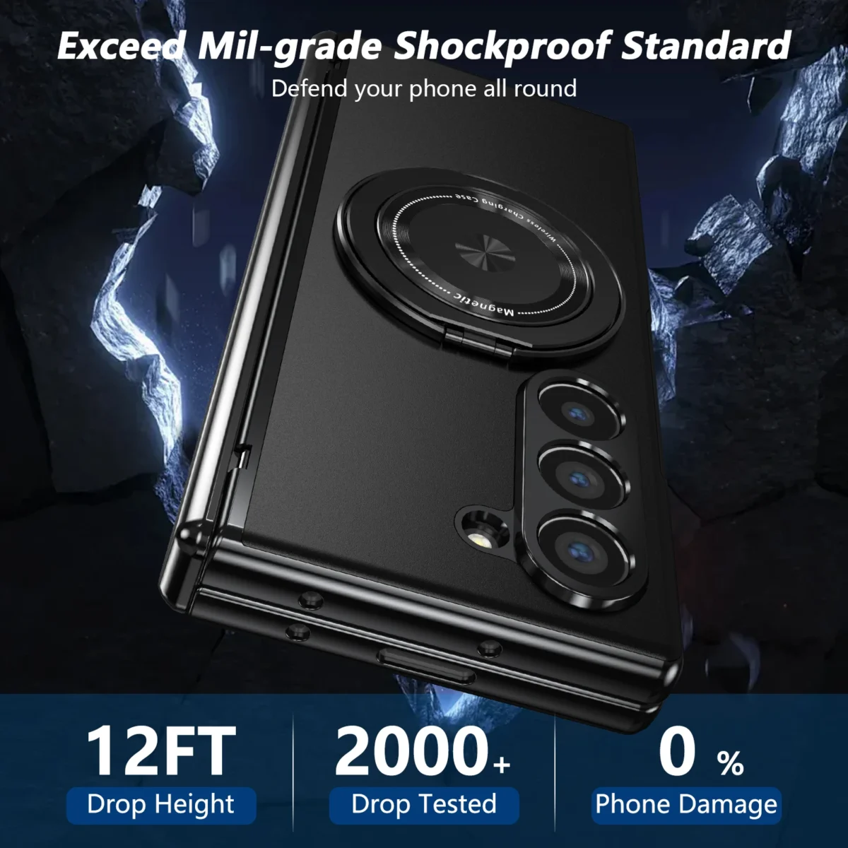 For Samsung Galaxy Z Fold 7 6 4 5G Magsafe Magnetic Hinge Phone Case 360 ° Full Screen Protective Ring Holder Shockproof Cover - Image 3