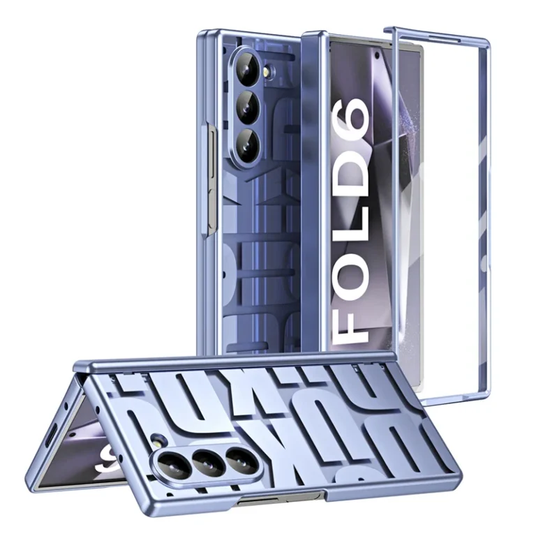 For Samsung Galaxy Z Fold 7 6 5 4 3 5G Fashion Electroplating Transparent Hinge Phone Case Screen Protect Film Shockproof Cover