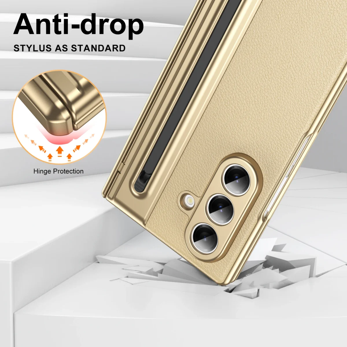 For Samsung Galaxy Z Fold 7 6 5 4 3 360° Folding Flap Leather Pen Groove Tempered Glass Film Drop Resistant Phone Case - Image 5