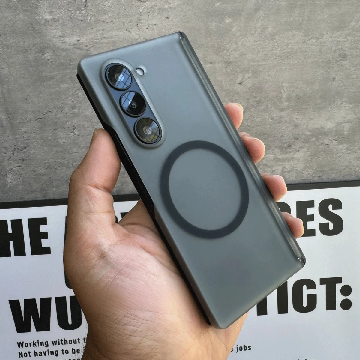Slim Matte Hinge Protection Magsafe Case for Samsung Galaxy Z Fold 7 6 5 4 Fold7 Transparent Clear Black Magnet Phone Cover - Image 3