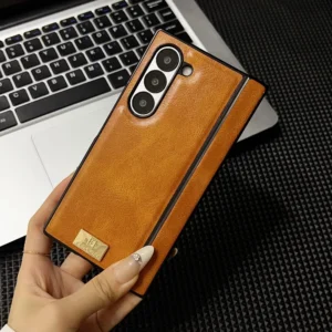 Hard Shell Shockproof Retro Leather Phone Case for Samsung Galaxy Z Fold 7 6 5 4 3 Fold6 Fold5 Fold7 Hinge Protective Cover