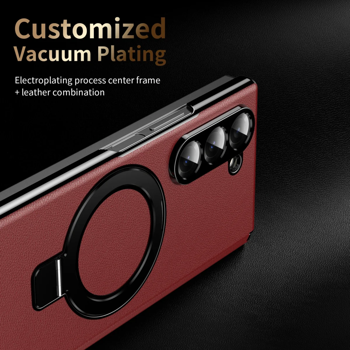 For Samsung Galaxy Z Fold 7 6 5 4 3 Case Leather Magsafe Hinge Bracket Full Screen Glass Protective Magnetic Cover CJDJZZDZD - Image 2