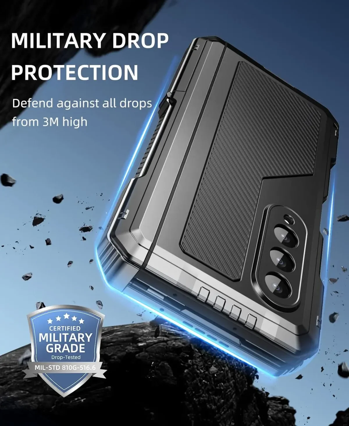Military Protection Armor Heavy Duty Case For Saumsung Galaxy Z Fold 4 5 6 7 Full-Body Shockproof Cover Stand PET Screen Film - Image 3