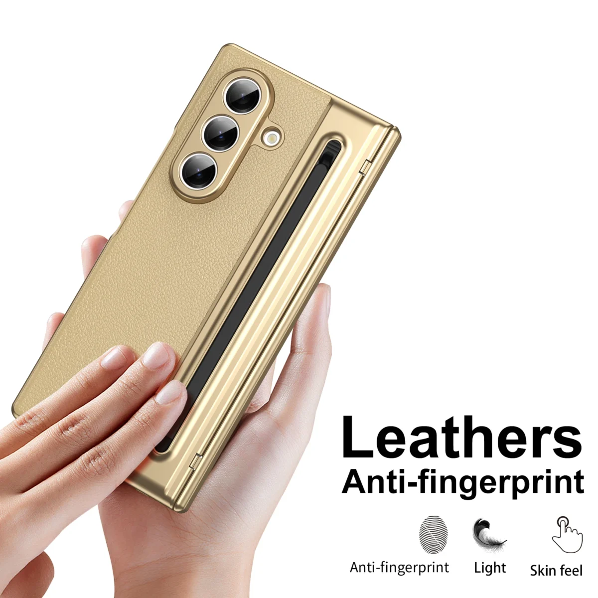 For Samsung Galaxy Z Fold 7 6 5 4 3 360° Folding Flap Leather Pen Groove Tempered Glass Film Drop Resistant Phone Case - Image 4