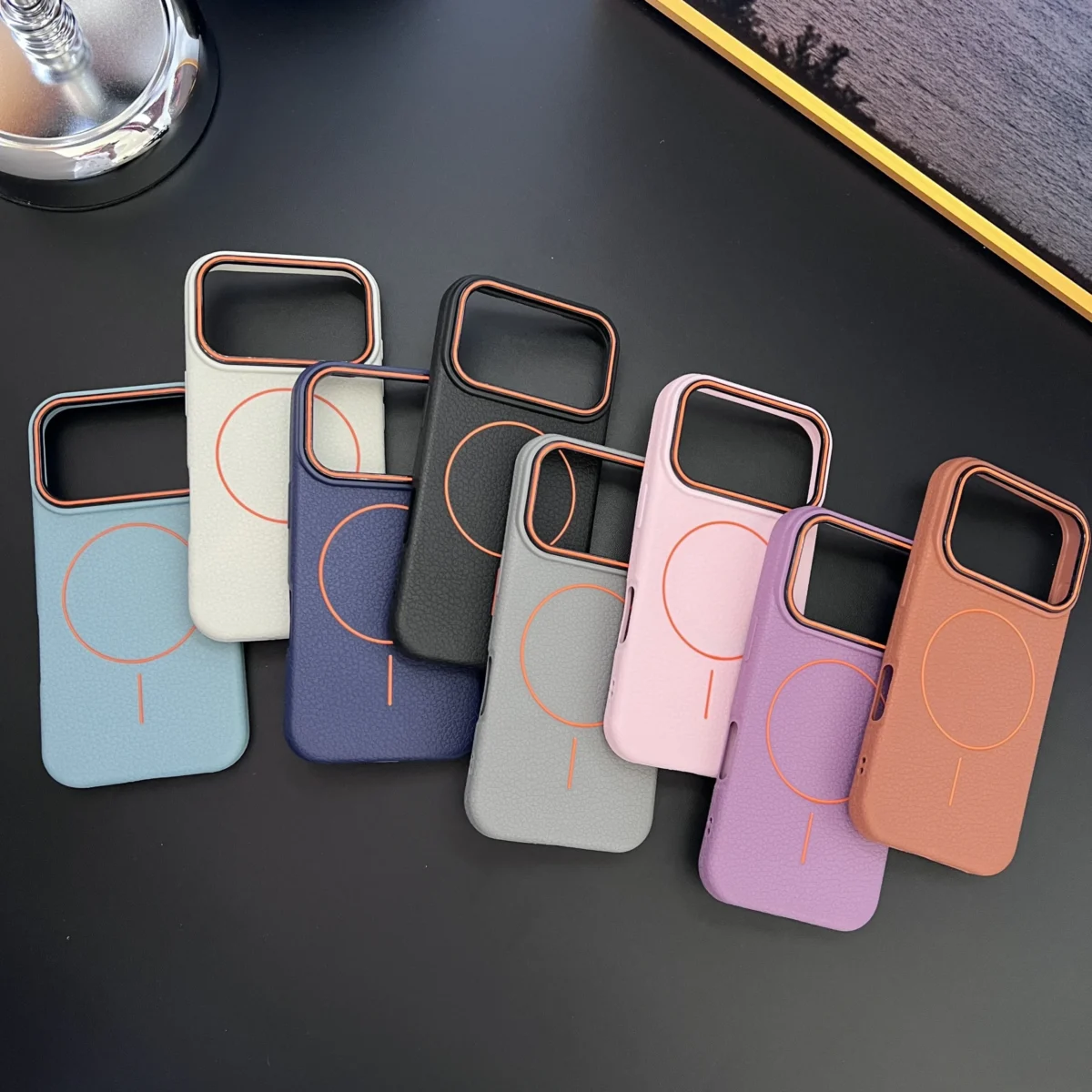 Frosted Hit Color Lichee Pattern Magnetic Phone Case For iPhone 17 Air 16 15 14 13 12 11 Pro Max Plus For Magsafe TPU Soft Cover - Image 6