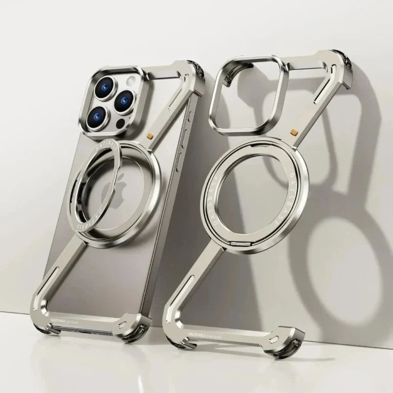 | Wholesale Price at Gaffar India Z -Shape Aluminum Alloy Rimless Magnetic Phone Case For iphone 17 16 15 14 13 Plus Pro Max Metal Holder Magsafe Shockproof Hard