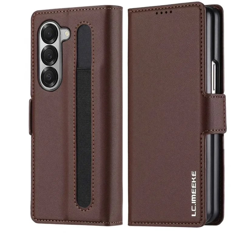 | Wholesale Price at Gaffar India Premium Leather Phone Case for Samsung Galaxy Z Fold 7 6 5 4 3 Fold6 Fold5 Fold4 5G with Pen Holder Wallet Flip Phone Cover
