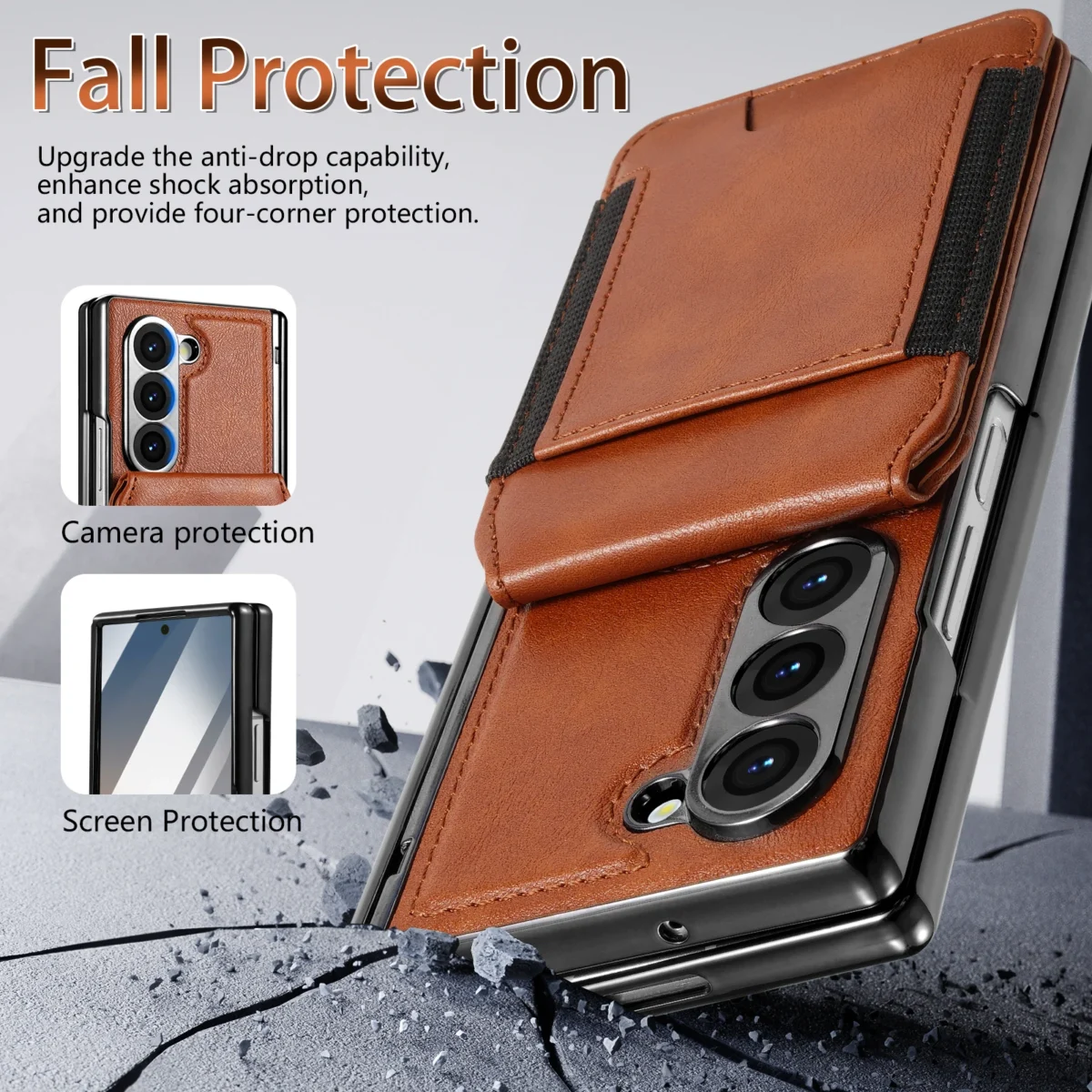 For Samsung Galaxy Z Fold 7 6 5 4 3 2-in-1 Magnetic Card Holder Wallet Phone Case Outer Screen Glass Film Hinge Shockproof Cover - Image 6