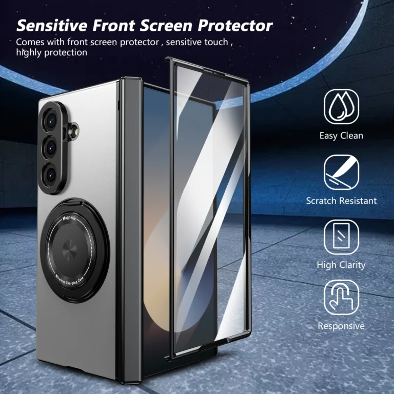 360° Magnetic Ring Kickstand Hard Cover Case for Samsung Galaxy Z Fold 7/6/5/4/3 – Universal Macsafe Holder Compatible