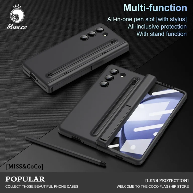| Wholesale Price at Gaffar India Luxury Fold Stand Phone Case For Samsung Galaxy Z Fold 6 4 5 Shell Official Pen Matching Elastic Skin Feel Hard PC Holder Covers