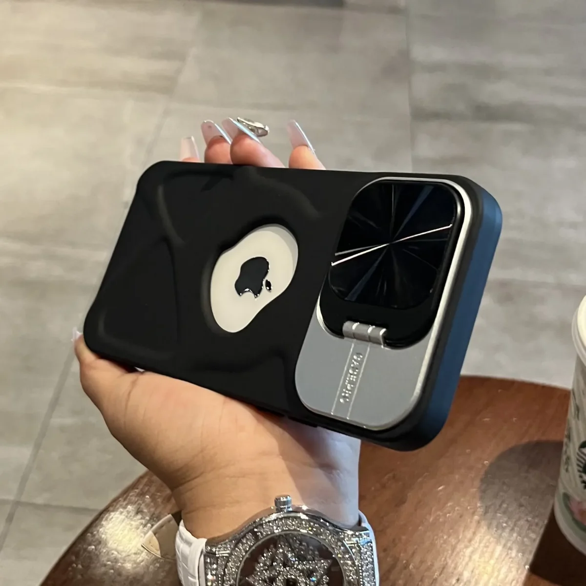 Fashion Logo Hole Magnetic Case for iPhone 17Air 11 12 13 14 15 16 17 Pro Max Plus Lens Protection Stand Magsafe Silicone Cover - Image 4
