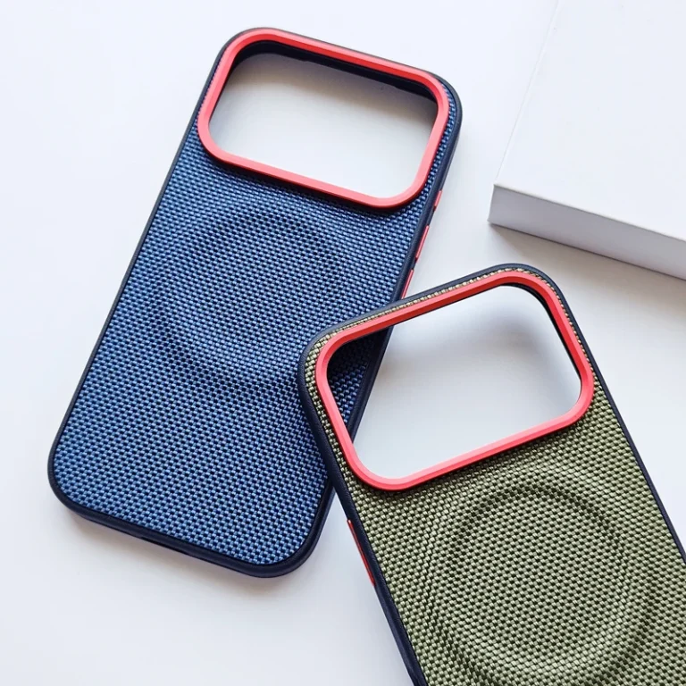 | Wholesale Price at Gaffar India For iPhone 17 Pro Max 17 Air Case Luxury Magnetic Soft TPU+Nylon Woven Leather Back Anti-Fingerprint Cover for iPhone17