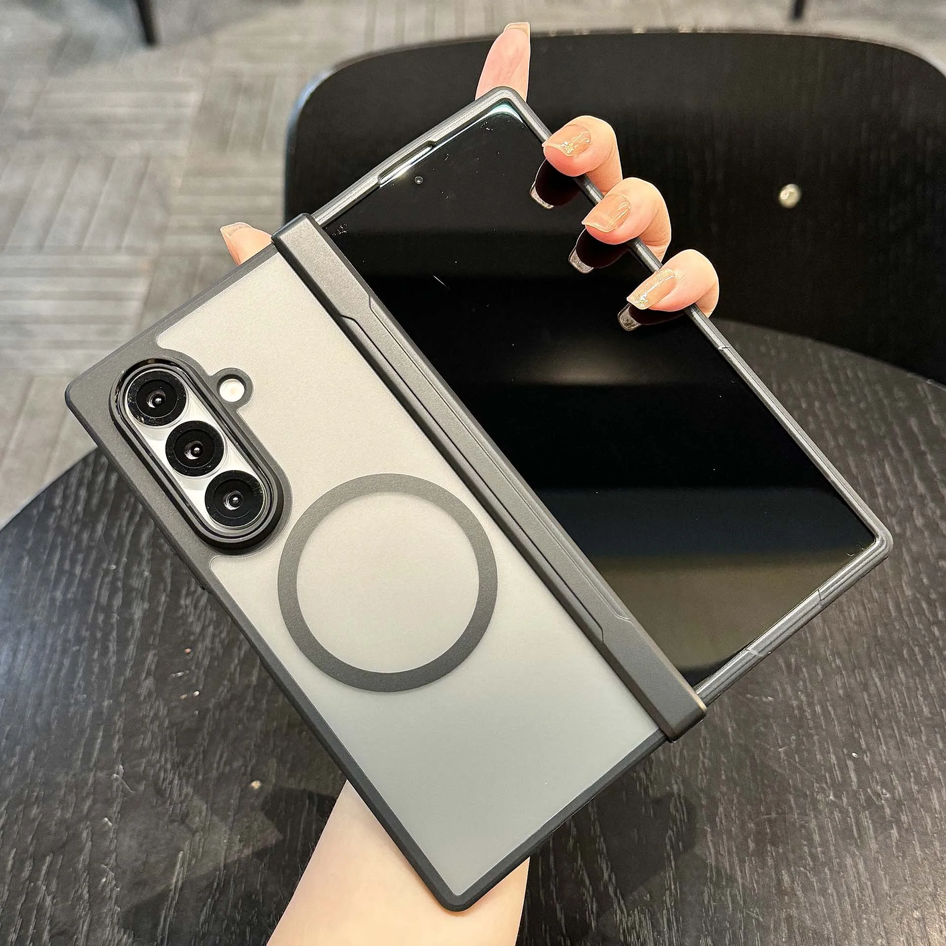 | Wholesale Price at Gaffar India Magsafe Case For Samsung Galaxy Z Fold 7 Translucent Hinge Folding Shockproof Magnetic Wireless Charging Cover Accessories Funda - Image 2