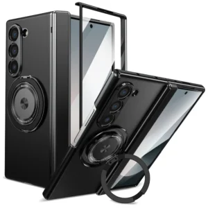 360 Rotating Holder Magnetic Phone Case for Samsung Galaxy Z Fold 7 6 5 4 3 Fold7 Fold6 Fold5 Fold4 Ring Hinge Protection Cover