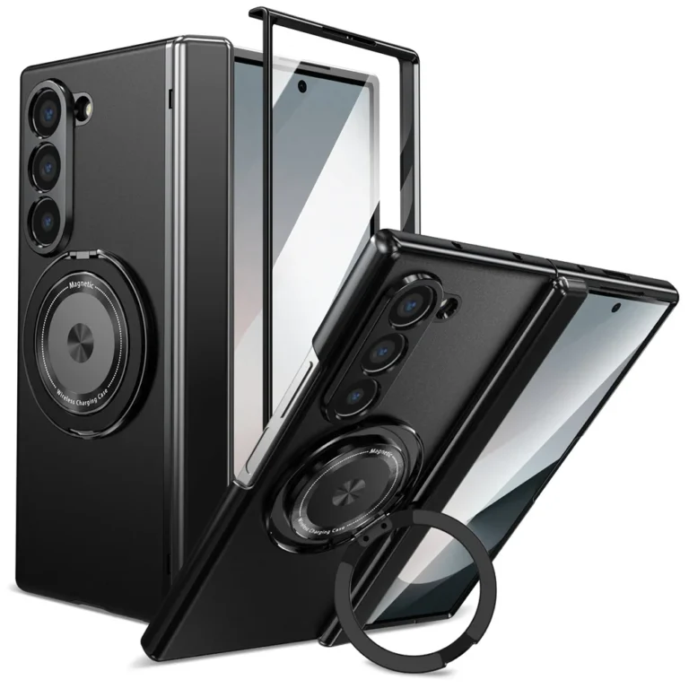 360 Rotating Holder Magnetic Phone Case for Samsung Galaxy Z Fold 7 6 5 4 3 Fold7 Fold6 Fold5 Fold4 Ring Hinge Protection Cover