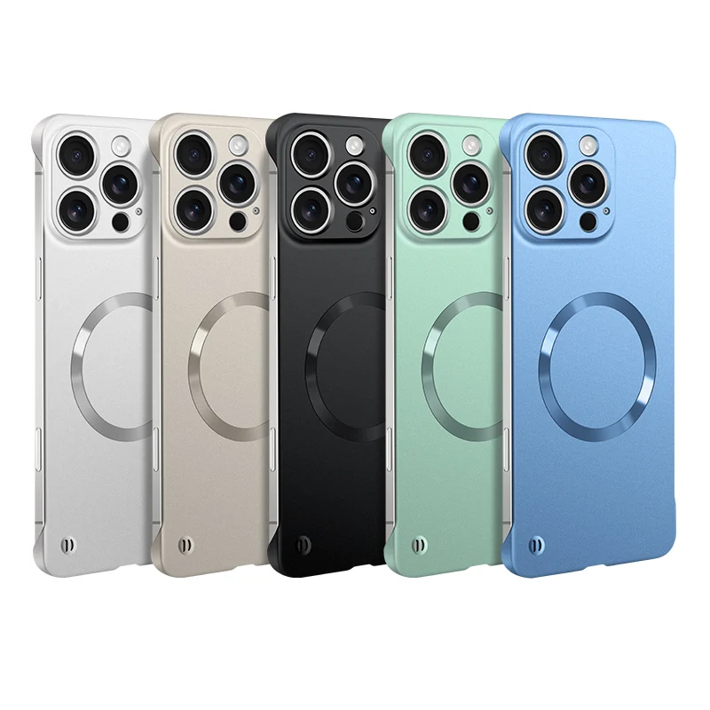 | Wholesale Price at Gaffar India Ultra Thin PC Frameless Magnetic Case For iPhone 16 14 12 13 15 17 Pro Max 15 16 Plus 17 Air For Magsafe Metal Matte Phone Cover - Image 6
