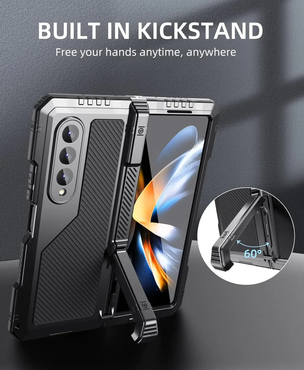 Military Protection Armor Heavy Duty Case For Saumsung Galaxy Z Fold 4 5 6 7 Full-Body Shockproof Cover Stand PET Screen Film - Image 4