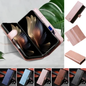 Wallet Phone Case For Samsung Galaxy Z Fold 6 5 Card Holder Stand Shockproof Cloudy  PU Leather Cover For Z Fold 3 4 Funda