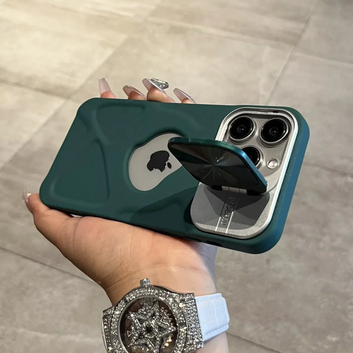 Fashion Logo Hole Magnetic Case for iPhone 17Air 11 12 13 14 15 16 17 Pro Max Plus Lens Protection Stand Magsafe Silicone Cover - Image 3