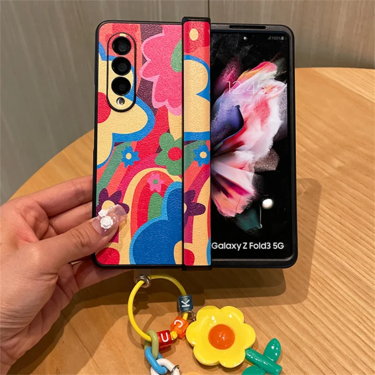| Wholesale Price at Gaffar India Korean Cute Oil Painting Rainbow Flower Pendant Case for Samsung Galaxy Z Fold 7 Z Fold6 Z Fold5 Z Fold4 Z Fold3 Back Cover
