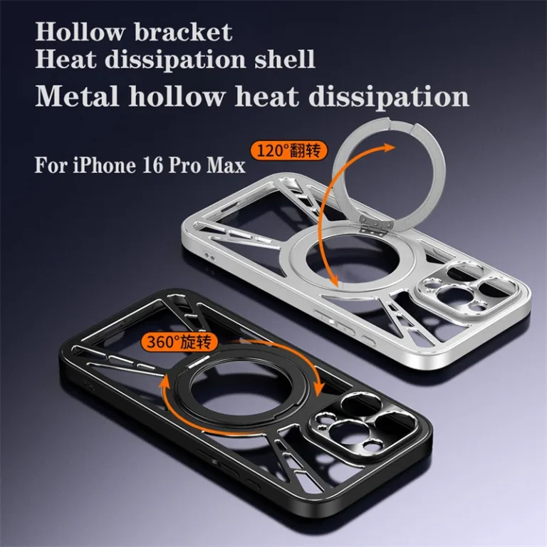 | Wholesale Price at Gaffar India Metal Magsafe Cooling Case for iPhone 16 Pro 15 14 13 12 11 Pro Max 360 ° Rotating Bracket Wireless Charging Protective Cover