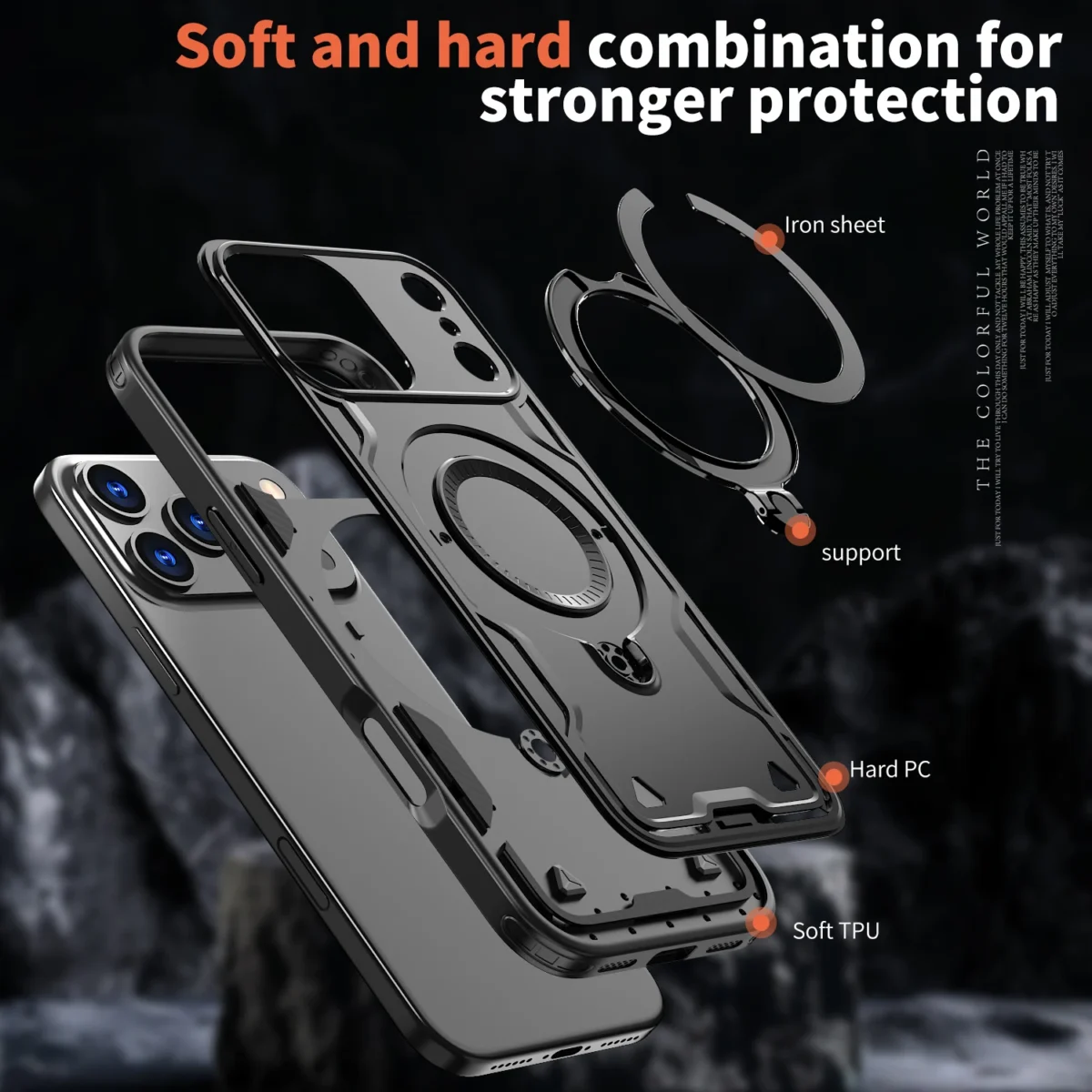 Magnetic Phone Case For iPhone 17 15 13 12 11 16 Pro Max 14 Plus 16E 17 Air For MagSafe Rotate Metal Ring Holder Protector Cover - Image 4